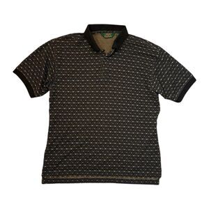 Northwest Territory Navy Gold Geometric Print Polo Shirt size L